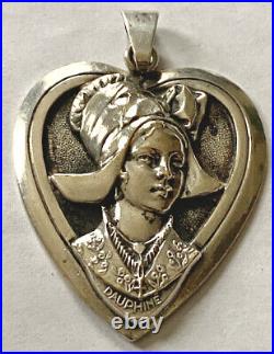 Antique French Silver Toujours Hq Fidele Pendant Dauphine Rare Beautiful Quality