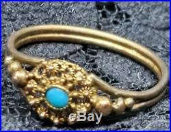 Antique GEORGIAN Turquoise Engagement RingBeautiful 9kt Cannetillec@1830sRare