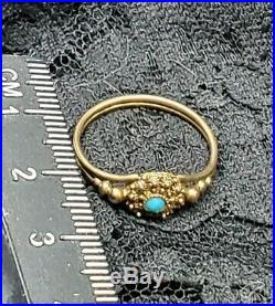 Antique GEORGIAN Turquoise Engagement RingBeautiful 9kt Cannetillec@1830sRare