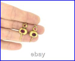 Antique Georgian Gold Earrings Red Paste Stones Aesthetic Rare Beauty Circa1800s