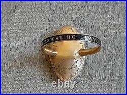 Antique Georgian Mourning Sepia Painting 15ct Gold Ring, Rare And Beautiful