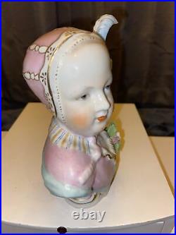 Antique German Porcelain Bust, Marked 5 ½ tall Rare Hard To Find Beautiful