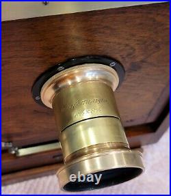 Antique Gundlagh Korona Wooden Camera withRare 6.5 × 8.5 Brass Lens Beautiful