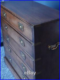 Antique Military Campaign Chest of Drawers Small Rare Beautiful UK DELIVERY