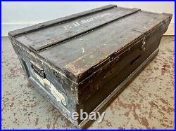 Antique Military Travel Trunk Chest. C1920. Rare & Beautiful 100 Years Old