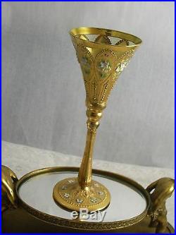Antique Moser rare art glass goblet gold gilded beautiful flute shape