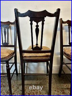 Antique Oak Dining Chairs. Art Nouveau C1900. Set of 5 Rare & Beautiful