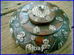 Antique Original Beautiful Decorative Rare Silver Work Wood Tobacco / OPIUM Box