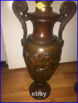 Antique Pair lamps Rare Amazing Beautiful Kerosene Oil Lamp 2 Antique Glasses