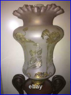 Antique Pair lamps Rare Amazing Beautiful Kerosene Oil Lamp 2 Antique Glasses