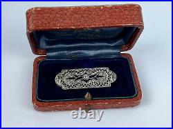 Antique Rare Art Deco 14? White Gold natural Diamond 1,5 ct. Brooch