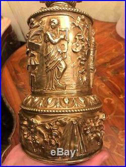 Antique Rare Beautiful French Bronze Kerosene Oil Lamp