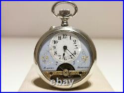 Antique Rare Beautiful Men's Pocket 8 Days Watch Hebdomas/blue And White Dial
