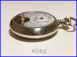 Antique Rare Beautiful Men's Pocket 8 Days Watch Hebdomas/blue And White Dial