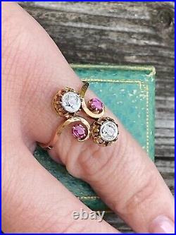 Antique Rare Imperial Faberge? /PS 72 18k Gold Diamonds Rubie Ladies Ring