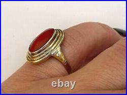 Antique Rare Imperial Russian Faberge? 56 14k Gold Coral Ladies Ring with Box