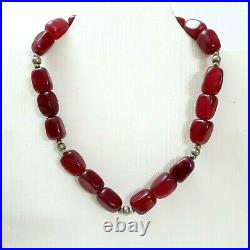 Antique Rare Necklace women Agate Cherry Red Old/Silver Plated Vintage Beautiful