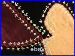 Antique Rare Patch Quilt 63 X 78 Embroidered Velvet Beautiful SKU 001-005