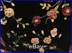 Antique Rare Patch Quilt 63 X 78 Embroidered Velvet Beautiful SKU 001-005