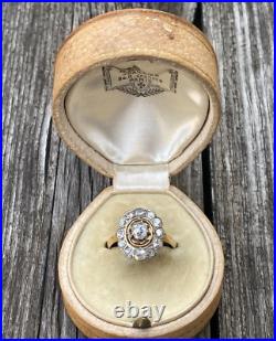 Antique Rare Russian Imperial KF Faberge AH 72 18k Gold Rose Cut Diamonds Ring