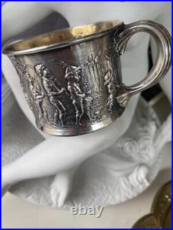 Antique Rare Sterling Silver Cup Beautiful Unique Silverware Engraved 20th C