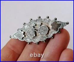 Antique Victorian Bicycle Brooch Sterling Silver Hallmarked Rare Unusual Bike