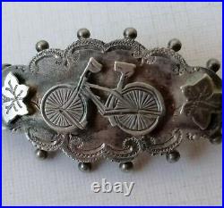 Antique Victorian Bicycle Brooch Sterling Silver Hallmarked Rare Unusual Bike