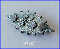 Antique Victorian Bicycle Brooch Sterling Silver Hallmarked Rare Unusual Bike