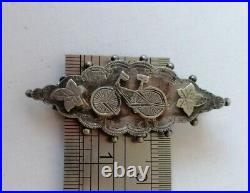 Antique Victorian Bicycle Brooch Sterling Silver Hallmarked Rare Unusual Bike