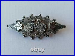 Antique Victorian Bicycle Brooch Sterling Silver Hallmarked Rare Unusual Bike