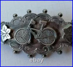 Antique Victorian Bicycle Brooch Sterling Silver Hallmarked Rare Unusual Bike