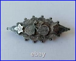 Antique Victorian Bicycle Brooch Sterling Silver Hallmarked Rare Unusual Bike