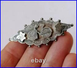 Antique Victorian Bicycle Brooch Sterling Silver Hallmarked Rare Unusual Bike