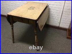 Antique Vtg Retro Metal Topped Drop Leaf Table Made In 1931 Beautiful Shape Rare