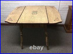 Antique Vtg Retro Metal Topped Drop Leaf Table Made In 1931 Beautiful Shape Rare