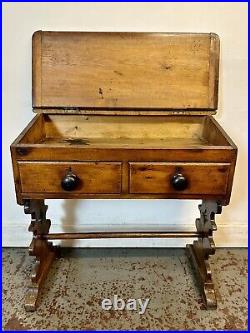 Antique Writing Desk. Victorian Pine C1830 Rare & Beautiful Sloping Desk