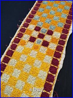 Antique beautiful rare silk embroidery textile fabric panel needlework item82