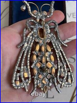 Antique brooch Bug 1940s Huge 3+ Inch Czech Glass Rhinestone Rare Beautiful