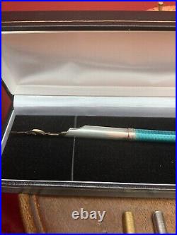 Antique c1900 Silver and Blue Enamel Dip Pen Beautiful Very Rare Perfect Con