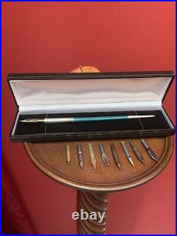 Antique c1900 Silver and Blue Enamel Dip Pen Beautiful Very Rare Perfect Con