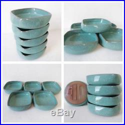 Antique celadon pottery dish 5 pcs Japan retro popular rare beautiful EMS F/S