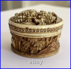 Antique chinese Gaming Counters & Beautifully Hand Carved Box RARE COLLECTIBLE