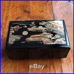 Antique lacquerware jewelry box Japan retro popular rare beautiful EMS F/S