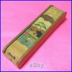 Antique pencil box wooden crafts Japan retro popular rare beautiful EMS F/S