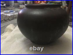 Antique solid Bronze hand hammered Round pot cauldron old rare beautiful patina