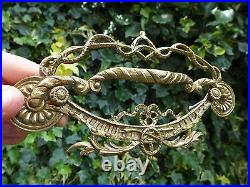 Antique solid brass very decorative large pull handle with beautiful design rare