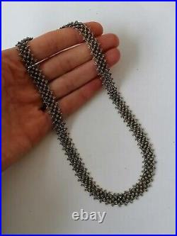 Antique sterling silver Necklace cannetille collar Rare Unusual Mesh Filigree
