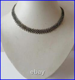 Antique sterling silver Necklace cannetille collar Rare Unusual Mesh Filigree