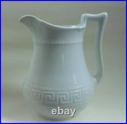 Antique white ironstone pitcher RARE Olympic Greek key 1864 beautiful