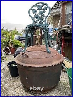 BEAUTIFUL HUGE ANTIQUE CAST IRON CAULDRON RARE, FRENCH 45gals, 200ltrs, Very Heavy